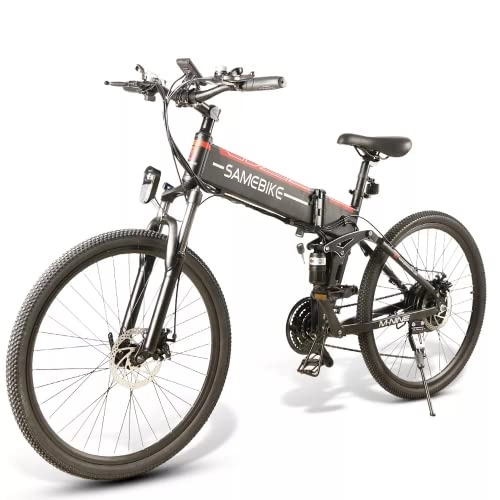 Elektrofahrräder : Elektrofahrrad, 26" Mountain E-Bike Elektro Klappfahrrad für Erwachsene City Pendler Ebike Klapprad Elektrisches Fahrrad mit 48V 10Ah LCD USB, Mopedfahrrad mit Shimano 21-Gang (LO26 FT Schwarz)