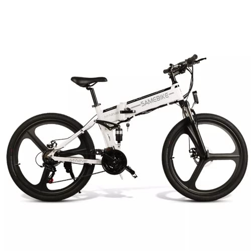 Elektrofahrräder : Elektrofahrrad, 26" Mountain E-Bike Elektro Klappfahrrad für Erwachsene City Pendler Ebike Klapprad Elektrisches Fahrrad mit 48V 10Ah LCD USB, Mopedfahrrad mit Shimano 21-Gang (LO26 IT Weiß)