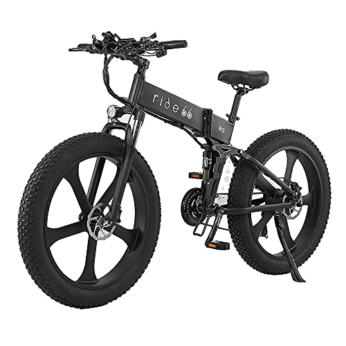 Elektrofahrräder : Elektrofahrrad E-Bike klapprad 26 Zoll 21-Gang Doppelbatterie 12.8Ah Akku E-Mountainbike (Schwarz)