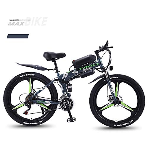 Elektrofahrräder : Elektrofahrrad Ebike Mountainbike, Elektro-Bike, E-Bike Adult Bike mit 360 W Motor 36V 13AH Abnehmbare Lithium-Batterie 27 Gang-Schaltung fr Pendler Reise, Grn