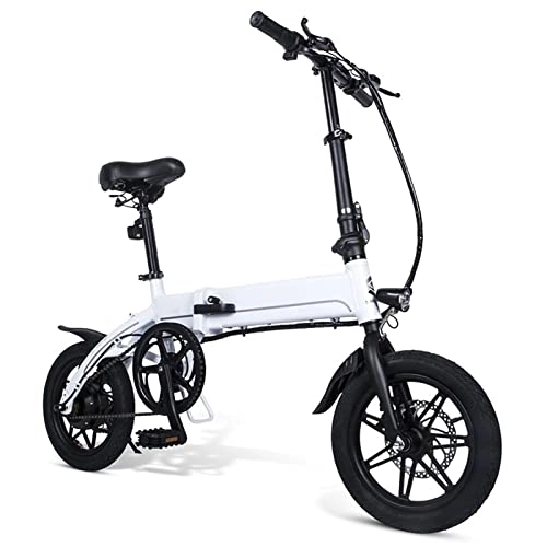Elektrofahrräder : elektrofahrrad Elektrisches Fahrrad faltbar for Erwachsene Leicht 14 Zoll Falten Elektrische Fahrradhilfe Elektrische Fahrrad E-Bike-Roller 250W Motor E-Fahrrad (Farbe : White)