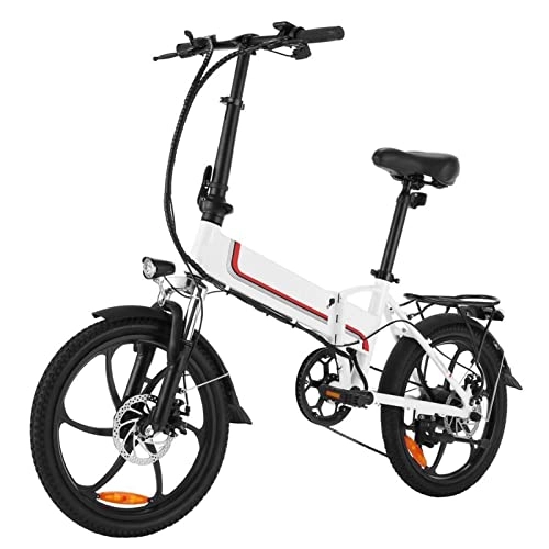 Elektrofahrräder : elektrofahrrad Elektrisches Fahrrad faltbar for Erwachsene Leicht elektrische 350w Folding Mountainbike 20 Zoll E-Bike Doppelscheibenbremse Elektrische Fahrrad (Farbe : White)