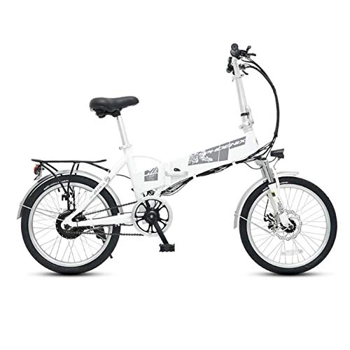 Elektrofahrräder : Elektrofahrrad Faltbares E-Bike Elektro-Fahrrad Pendeln Ebike mit 300W Motorvfor Reisen, Radfahren zu und von Get Off Arbeit (Color : White, Size : 20 inch 36V 10.4Ah)