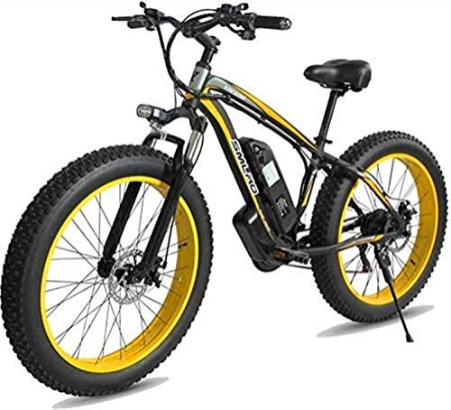 Elektrofahrräder : Elektrofahrrad, Fat Electric Mountain Bike, 26 Zoll Electric Mountain Bike 4.0 Fat Tire Bike Schnee 1000W / 500W Starke Energie 48V 10AH Lithium-Batterie, Fahrrad (Color : Yellow, Size : 1000W)