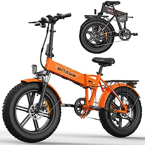 Elektrofahrräder : Elektrofahrrad für Erwachsene, 20'' 4.0 Fetter Reifen Electric Folding Bikes mit 750W Motor und 48V / 12.8Ah Wechselakku, Elektrische Mountainbikes / Stadt / Strand / Snow Bikes, A / orange