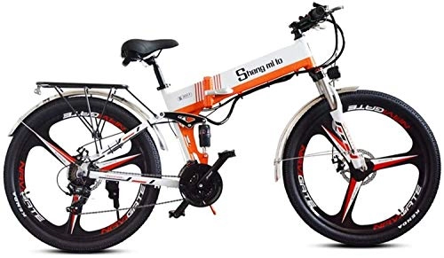 Elektrofahrräder : Elektrofahrrad klappbares fr Erwachsene Electric Mountain Bike faltbar, 26-Zoll-Adult-elektrisches Fahrrad, Motor 350W, 48V 10.4Ah Wiederaufladbare Lithium-Batterie, Sitz verstellbar, tragbare Falten