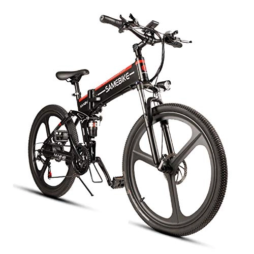 Elektrofahrräder : Elektrofahrrad Mountainbike, 26 Reifen Elektrisches Faltbares Fahrrad mit 350W Kettenschaltung Shimano 21 Gang, Schwarz