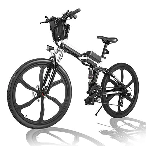 Elektrofahrräder : Elektrofahrrad Mountainbike,  26 Zoll E-Bike mit 250W Motor 36V 8Ah Abnehmbarer Batterie,  Shimano 21-Gang-Getriebe,  Elektrisches Klapprad Fahrrad