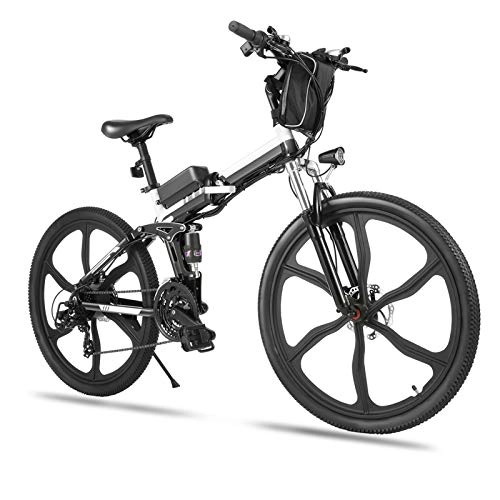 Elektrofahrräder : Elektrofahrrad Mountainbike,  26 Zoll E-Bike mit 250W Motor 36V 8Ah Abnehmbarer Batterie,  Shimano 21-Gang-Getriebe,  Elektrisches Klapprad Fahrrad (Wanderer Schwarz)