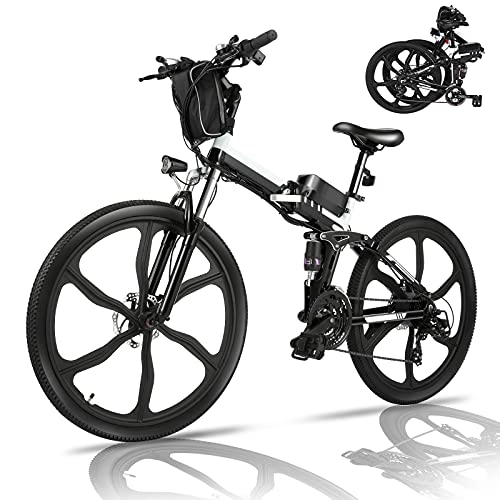 Elektrofahrräder : Elektrofahrrad Mountainbike, 26 Zoll Faltbares E-Bike mit Motor 36V 8Ah Abnehmbarer Batterie, Shimano 21-Gang-Getriebe