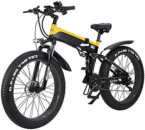 Elektrofahrräder : Elektrofahrrad Mountainbike Faltendes elektrisches Fahrrad für Erwachsene, leichte Leichtmetallrahmen 26-Zoll-Reifen Berg-elektrisches Fahrrad mit mit LCD-Bildschirm, 500 Watt-Watt-Motor, 21 / 7 Geschwi