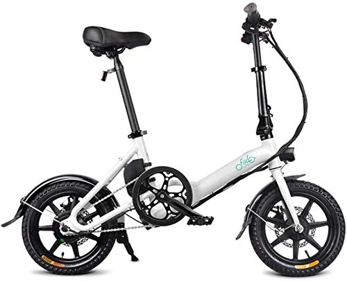 Elektrofahrräder : Elektrofahrrad, schnelle Elektrofahrräder für Erwachsene 14-Zoll-Klapp-Elektrofahrrad mit 250 W 36 V / 7, 8 Ah Lithium-Ionen-Akku - 3-Gang-Elektroantrieb (Color : White)