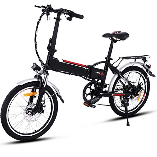 Elektrofahrräder : Elektrofahrräder 36V 8AH Lithium Batterie Faltrad MTB Mountainbike E-Bike 7 Speed Fahrrad Intelligence Elektrofahrrad (Schwarz)