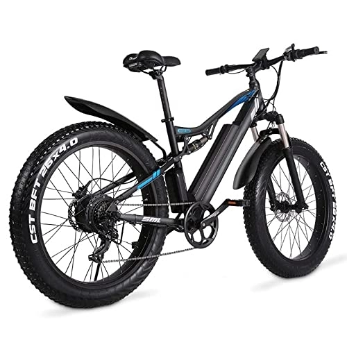Elektrofahrräder : Elektrofahrräder for Erwachsene 26" Elektro-Mountainbike Commute Ebike Fat Tire Electric Assist Bike mit Abnehmbarem 48V / 17ah Lithium-ionen-akku (Color : Black)