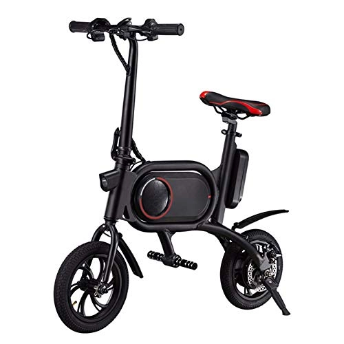 Elektrofahrräder : Embid Faltbare Kick E-Bike LCD-Anzeige Rdchen 12 Zoll Aluminium E-Bike Falten Elektro-Fahrrad Doppelscheibenbremse Erwachsenen Elektroauto Black-25km