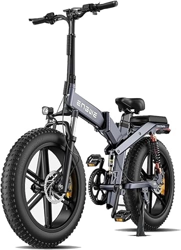 Elektrofahrräder : ENGWE X20 Klappbares Elektrofahrrad für Erwachsene – Akku 22, 2 Ah lange Reichweite 150 km, 20 Zoll × 4, 0 Fat Tire All Terrain E-Bike, Shimano 8-Getriebe, Dreifachfederung