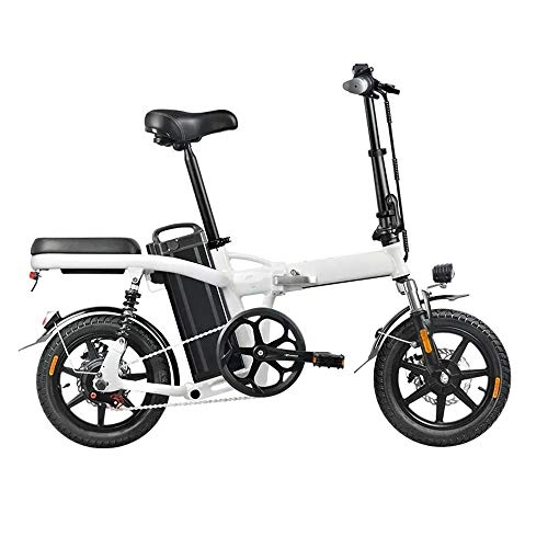 Elektrofahrräder : Erwachsene Mountain E-Bike-48V 350W 20Ah Folding Elektro-Moped-Fahrrad 14 Zoll 25 km / h Höchstgeschwindigkeit 3-Gang Leistung steigern Elektro-Fahrrad ( Farbe : Weiß , Größe : 130x45x104cm )