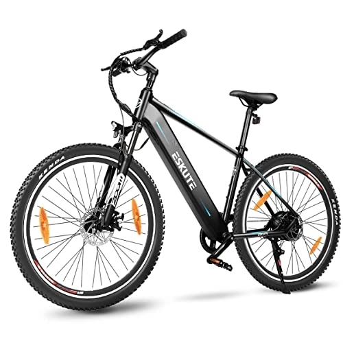Elektrofahrräder : ESKUTE E-Bike Netuno E-Mountainbike 27, 5 Zoll e Bike mit 36V 14.5Ah Samsung-Zellen Akku bis zu 120 km, 250W Motor und Shimano 7-Gang Beste Elektrofahrrad für Damen und Herren
