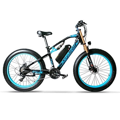 Elektrofahrräder : Extrbici Elektrische Fahrräder Elektro-Mountainbike 24-Gang-Schaltung 66 x 43, 2 cm Aluminiumrahmen Mountainbike 36 V bürstenloser Nabenmotor XF900(Blue)