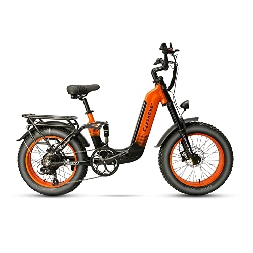 Elektrofahrräder : Extrbici Elektrisches Fahrrad Unisex für Erwachsene mit Dicken Reifen und LED-Licht Bequem Kommoda Orange