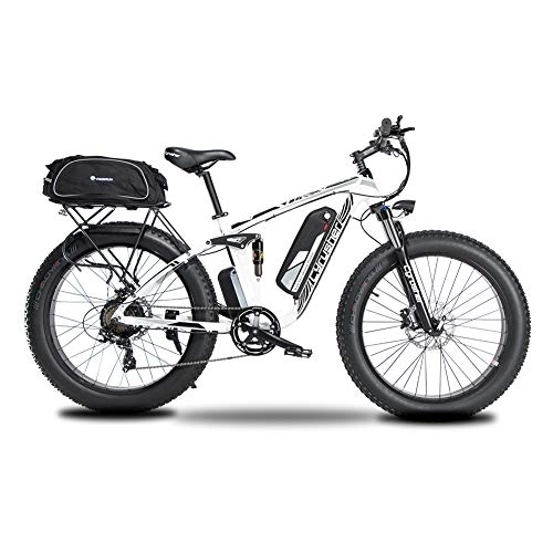 Elektrofahrräder : Extrbici Elektrofahrrad für Männer und Frauen Gesamtfederung Lithium-Akku hydraulische Scheibenbremse XF800 48 V 13 Ah Weiß