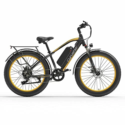 Elektrofahrräder : Extrbici Elektrofahrradbatterie 48V 26 Zoll Fettreifen Erwachsenen Elektro Mountainbike XF650 (Yellow)