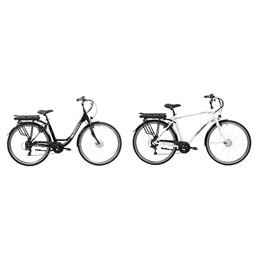Elektrofahrräder : F.lli Schiano Women's E-Moon E-Bike, Schwarz, 28 Zoll & Men's E-Moon E-Bike, Weiss, 28 Zoll