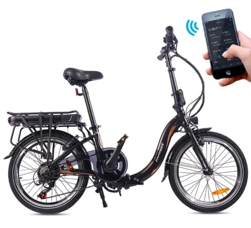 Elektrofahrräder : Fafrees 20F054 Klappbar E-Bike 20 Zoll mit App, Elektrofahrrad Damen 36V / 10 Ah Akku, E-Fahrrad Herren 7 Gänge, 250W City e-Bike, Schwarz