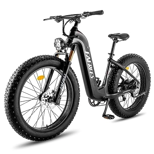 Elektrofahrräder : Fafrees CarbonX e Bike 26 * 4.8 Zoll, Carbonfaser elektrofahrräder 95N.m Motor, ebike Damen 48V 22.5Ah Akku, 25km / h, Fatbike Shimano 9s, Trekkingfahrrad Hydraulic Disc Brakes, 180Kg Max