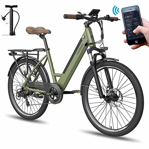 Elektrofahrräder : Fafrees E-Bike 26 Zoll, F26 Pro, Elektrofahrrad 250W, E-Citybike mit 36V 10Ah, Shimano 7-Gang e Bike Herren Damen, E-Fahrrad Support Mobile APP, Grün