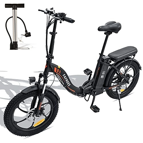 Elektrofahrräder : Fafrees F20 E-Bike 20 Zoll Faltbares Elektrofahrrad Mit Rückleuchten nach StVZO-Norm, 250W 36V 16AH Akku mit Superkapazität, Shimano 7S 20"*3.0 Fat Tire Klappbares E-Mountainbike City Bike