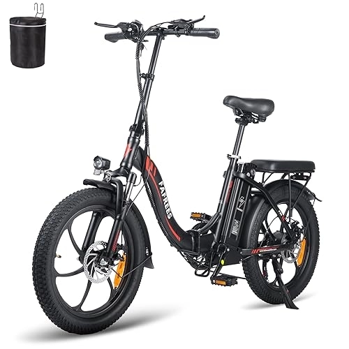 Elektrofahrräder : Fafrees F20 E-Bike Klapprad Elektrofahrrad 250W 36V 16AH Akku mit Superkapazität 20 Zoll Faltbares City Bike Shimano 7S E-Mountainbike 20"*3.0 Fat Tire Tragfähigkeit 130kg
