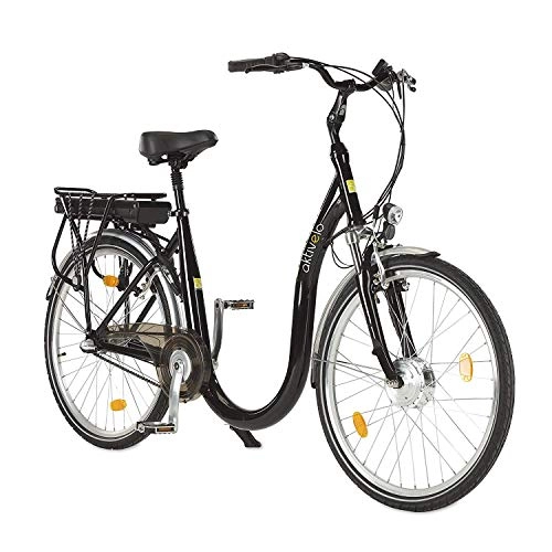 Elektrofahrräder : Fahrrad mit tiefem Einstieg, Tiefeinsteiger E-Bike, Elektrofahrrad 26 Zoll, 250W, 12 Ah Samsung Akku, 7-Gnge, leichter Alu-Rahmen, LCD-Display, bis 100 kg belastbar, inkl. Ladegert, Stodmpfung
