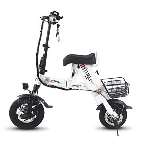 Elektrofahrräder : Faltbare Elektrische Fahrradräder Faltbares Leichtes Elektrisches Fahrrad 12 Zoll 500 W 36 V Weiß / Schwarz, Whiteoneseat10ah