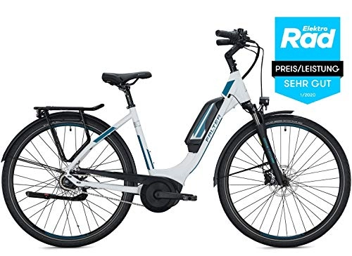Elektrofahrräder : Falter E 9.0 FL 400Wh Wave E-Bike, Trekking Pedelec 2020 Weiß 28 Zoll (L 55cm)