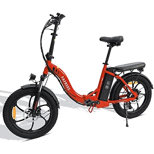 Elektrofahrräder : Fatbike F20 [ Offiziell ] E Bike 36V / 15Ah 3, 0 Zoll Fat Tire Batterie 20 Zoll Mountainbike für Herren und Damen 250W Shimano 7S bis zu 25km / h, E-Faltrad Elektrofahrrad bis zu 90-120km - Rot