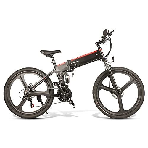 Elektrofahrräder : FBKPHSS Faltbares E-Bike, 48V 500W Elektrofahrräder Shimano 21-Gang-Gänge Mountainbike mit Lithium Batterie Mountainbike für Damen und Herren, Schwarz, Standard 1