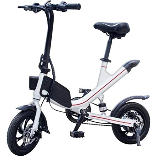 Elektrofahrräder : FENGFENGGUO Elektrisches Fahrrad, tragbare mnnliche und weibliche Erwachsene Roller-Lithium-Batterie des Mini-faltenden Batterie-Autos, White