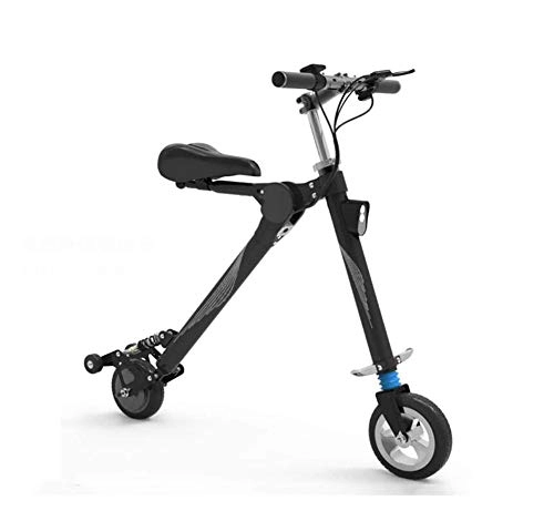 Elektrofahrräder : FENGFENGGUO Elektrisches Fahrrad, tragbarer Kleiner Batterieroller, zusammenklappbarer Mini-Lithium-Akku, Roller fr Herren und Damen, Black