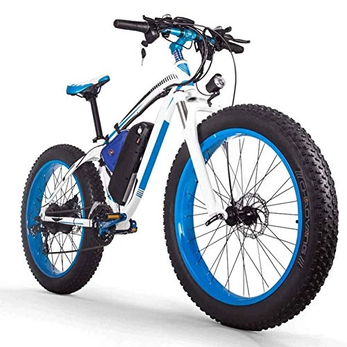 Elektrofahrräder : Fettreifen Elektrofahrrad, Elektrofahrräder Mountainbike 26" E-Bike mit 36V 8Ah / 350W Lithium-Batterie Shimano 21-Gang Scheibenbremse Elektrisches Fahrrad (Color : Blue)