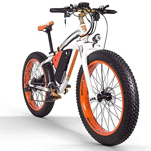 Elektrofahrräder : Fettreifen Elektrofahrrad, Elektrofahrräder Mountainbike 26" E-Bike mit 36V 8Ah / 350W Lithium-Batterie Shimano 21-Gang Scheibenbremse Elektrisches Fahrrad (Color : Orange)