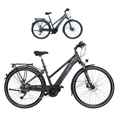 Elektrofahrräder : FISCHER Damen - Trekking E-Bike VIATOR 4.0i, Elektrofahrrad, schwarz matt, 28 Zoll, RH 44 cm, Mittelmotor 50 Nm, 48 V Akku im Rahmen