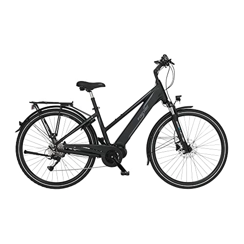 Elektrofahrräder : FISCHER Damen - Trekking E-Bike VIATOR 4.1i, Elektrofahrrad, Schwarz matt, 28 Zoll, RH 44 cm, Mittelmotor 80 Nm, 36 V Akku im Rahmen
