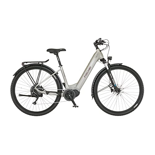 Elektrofahrräder : Fischer E-Bike ATB Terra 4.0i Elektrofahrrad für Damen und Herren, RH 43 cm, Mittelmotor 80 Nm, 36 V Akku, grau, 43cm-630Wh