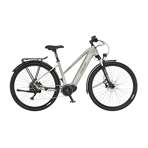 Elektrofahrräder : Fischer E-Bike ATB Terra 4.0i Elektrofahrrad für Damen und Herren, RH 45 cm, Mittelmotor 80 Nm, 36 V Akku, grau, 45cm-630Wh