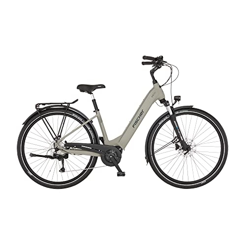 Elektrofahrräder : Fischer E-Bike City CITA 3.3i Elektrofahrrad für Damen und Herren, RH 43 cm, Mittelmotor 65 Nm, 36 V Akku, greigeviolett matt, 43cm-630Wh