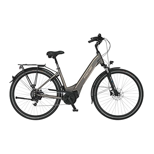 Elektrofahrräder : Fischer E-Bike City, CITA 6.0i Elektrofahrrad für Damen und Herren, RH 44 cm, Mittelmotor 50 Nm, 36 V Akku im Rahmen, Platingrau matt, 28 Zoll