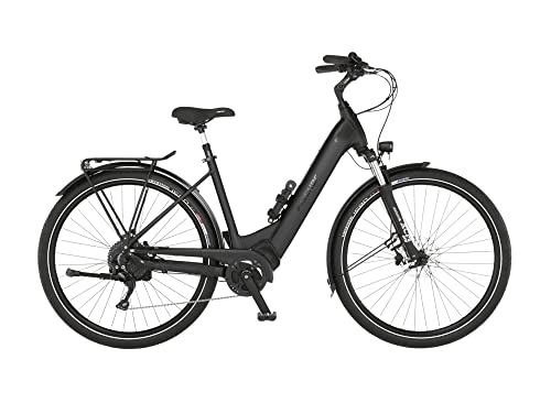 Elektrofahrräder : Fischer E-Bike City CITA 8.0i Elektrofahrrad für Damen und Herren, RH 43 cm, Mittelmotor 50 Nm, 36 V Akku, schwarz matt, 43cm-711Wh