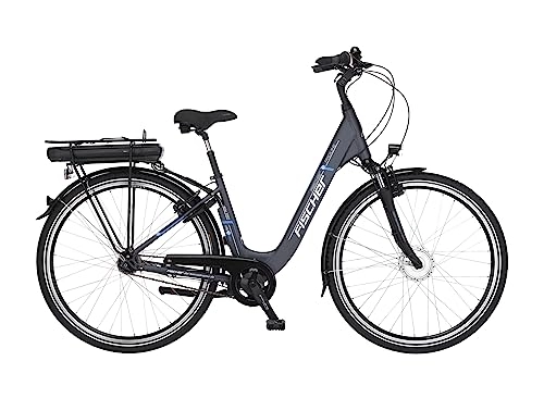Elektrofahrräder : FISCHER E-Bike City, CITA ECU 1401 Elektrofahrrad für Damen und Herren, RH 44 cm, Frontmotor 32 Nm, 36 V Akku, anthrazit matt, 28 Zoll