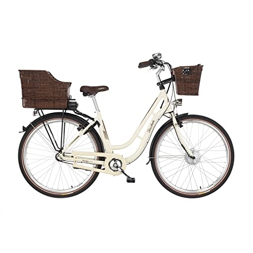 Elektrofahrräder : FISCHER E-Bike City CITA ER 1804, Elektrofahrrad, Elfenbein glänzend, 28 Zoll, RH 48 cm, Frontmotor 32 Nm, 36 V Akku